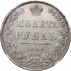 Russia, Nicola I, Rublo 1848 HI - NGC XF Det.