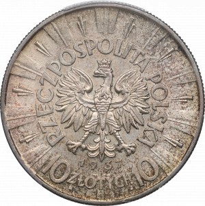 II RP, 10 złotych 1937, Piłsudski - PCGS MS63