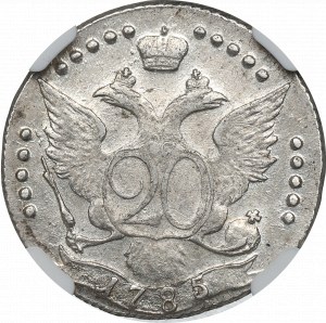 Russia, Caterina II, 20 copechi 1785 - NGC AU58