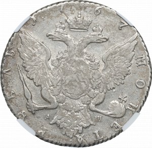 Rusko, Kateřina II, rubl 1767 АШ - NGC XF Det.