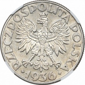 II RP, 2 zloty 1936 Voilier - NGC AU 58