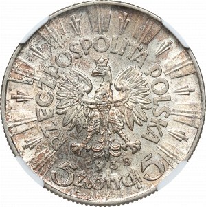 II RP, 5 złotych 1938 Piłsudski - NGC MS61