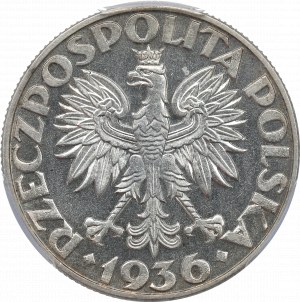 II RP, 5 złotych 1936 Żaglowiec - PCGS MS63