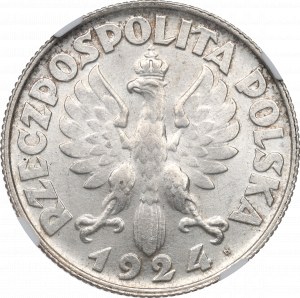 Druhá republika, 2 zlaté 1924 (písmeno H), Birmingam Žena a uši - NGC MS62+
