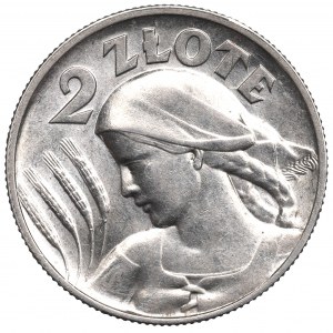 II RP, 2 zlotys 1925 (avec point), Londres Femme oreilles