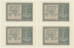 GG, 1 złotych 1941 BB - 4 kolejne numery