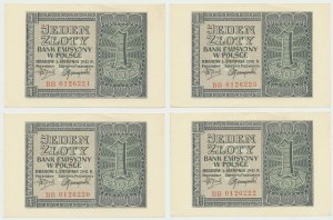 GG, 1 PLN 1941 BB - 4 numéros consécutifs