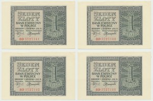 GG, 1 PLN 1941 BD - 4 numéros consécutifs