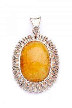 Prof. Henryk LULA (b. 1930), Silver pendant with amber, 1990- 1996