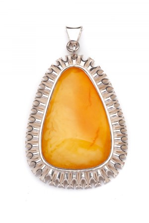 Prof. Henryk LULA (b. 1930), Silver pendant with amber, 1990- 1996