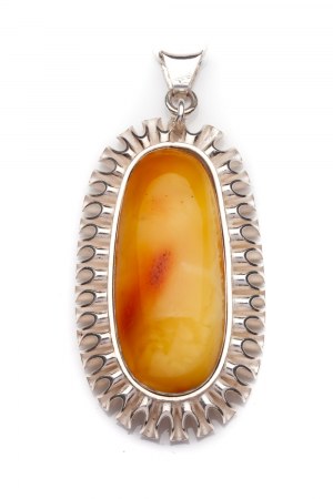 Prof. Henryk LULA (b. 1930), Silver pendant with amber, 1990- 1996