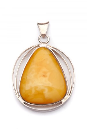 Prof. Henryk LULA (b. 1930), Silver pendant with amber, 1990- 1996