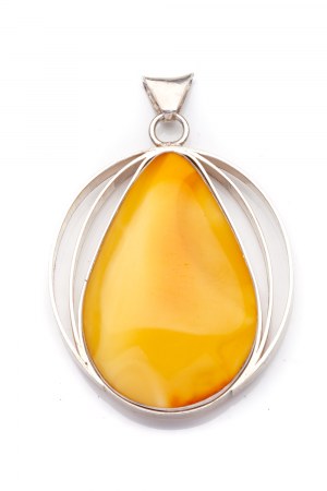 Prof. Henryk LULA (b. 1930), Silver pendant with amber, 1990- 1996