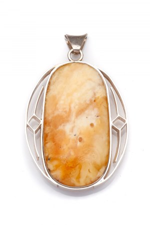 Prof. Henryk LULA (b. 1930), Silver pendant with amber, 1990- 1996