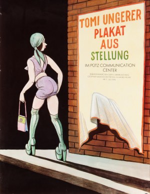 Německý plakát. Plakát Tomi Ungerer aus stellung. Komunikační centrum Im putz