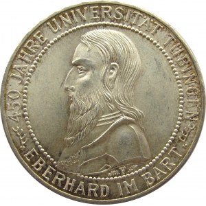 Niemcy, Republika Weimarska, 5 marek 1927 F, Stuttgart, 450 lat Uniwersytetu w Tubingen, UNC