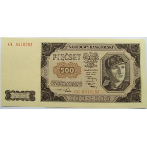 Polska, RP, 500 złotych 1948, seria CC, UNC