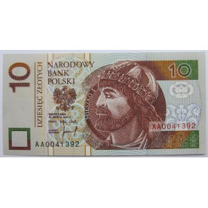 Polska, III RP, 10 złotych 1994, seria AA 00....., UNC