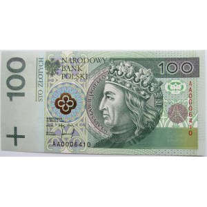 Polska, III RP,100 złotych 1994, seria AA 000...., UNC