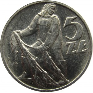 Polska, PRL, Rybak, 5 złotych 1959, UNC-