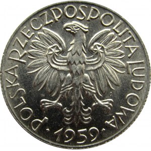 Polska, PRL, Rybak, 5 złotych 1959, UNC-