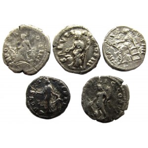 Cesarstwo Rzymskie, lot denarów II wiek, 5 sztuk