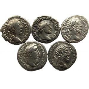 Cesarstwo Rzymskie, lot denarów II wiek, 5 sztuk