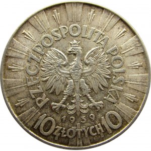 Polska, II RP, Józef Piłsudski, 10 złotych 1939, UNC/UNC-