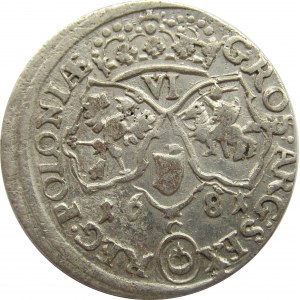 Jan III Sobieski, szóstak 1681, literka C pomiędzy cyframi daty