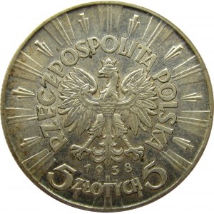 Polska, II RP, Józef Piłsudski, 5 złotych 1938, UNC-