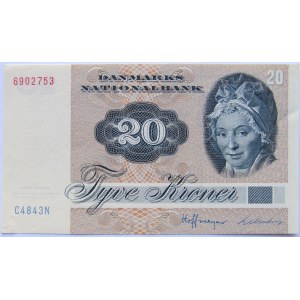 Dania, 20 koron 1972, seria C4843N, UNC