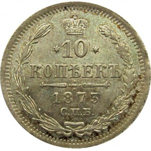 Rosja, Aleksander II, 10 kopiejek 1873 HI, Petersburg 