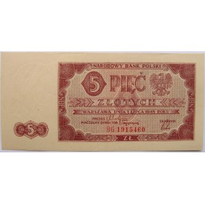 Polska, RP, 5 złotych 1948, seria BG, UNC