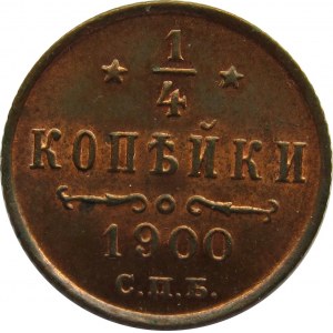 Rosja, Mikołaj II, 1/4 kopiejki 1900, Petersburg, UNC