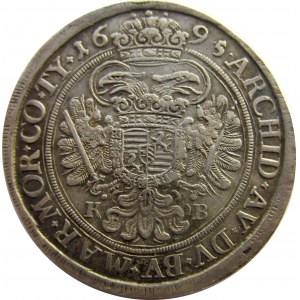 Austria, Leopold, 1/2 talara, 1695 KB, Kremnica, rzadszy rocznik