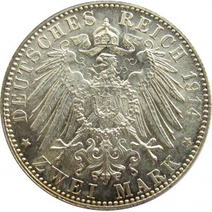 Niemcy, Bawaria, 2 marki 1914 D, UNC