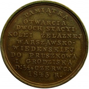 Polska, Mikołaj I, medal otwarcie kolei Warszawsko-Wiedeńskiej w 1845 roku, brąz