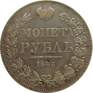 Mikołaj I, 1 rubel 1843 MW, Warszawa, stary typ orła