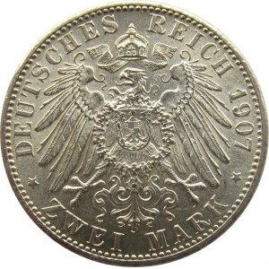 Niemcy, Badenia, 2 marki 1907, pośmiertne, UNC-