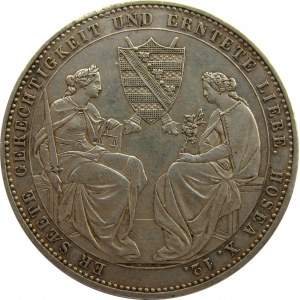 Niemcy, Saksonia, 2 talary 1854, edycja pośmiertna