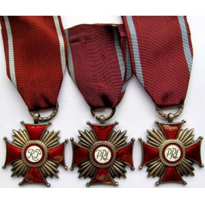Polska, RP i PRL, Srebrny Krzyż Zasługi, zestaw 3 sztuk