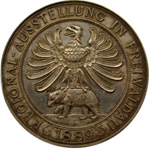 Śląsk, Freiwaldau (Jesenik, Frywałd), medal wystawy 1889, srebro, rzadkie!