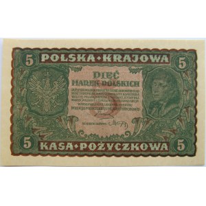 Polska, II RP, 5 marek 1919, II seria BL, UNC