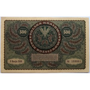 Polska, II RP, 500 marek 1919, I seria BB, UNC- 