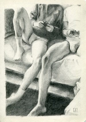 Maciej KOSTECZKA (b. 1988), Two figures with pads, 2024