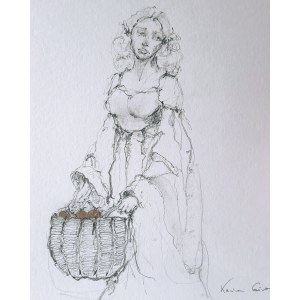 Karina GÓRA (b. 1973), Girl with a basket of pomegranates, 2024