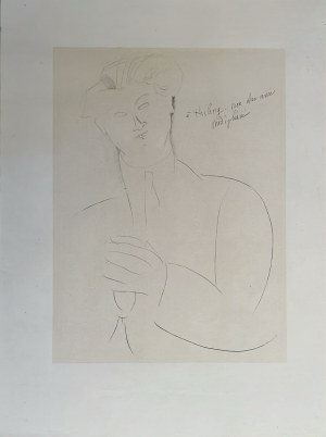 Amedeo Modigliani ( 1884 - 1920), Portrait de M. Kisling - du portfolio L' Epopee Bohemienne