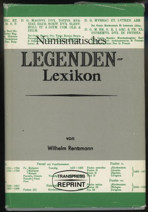 Rentzmann Wilhelm - Numismatisches Legenden-Lexikon, Berlino 1865 (RISTAMPA 1977)