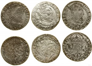 Poľsko, sada: 3 x šesťpence, 1 x 1624, 2 x 1627, Krakov