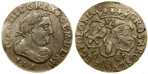Pologne, six pence, 1684, Bydgoszcz
